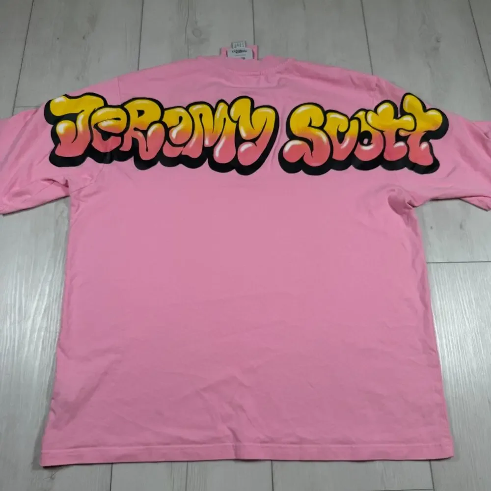 Adidas x Jeremy Scott Buggle Gum Pink Graffiti Shirt Large streetwear